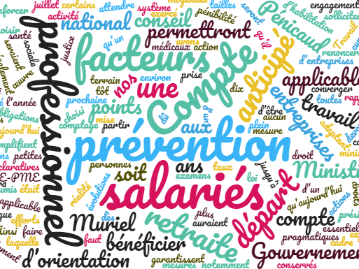 Nuage de mots-clé pour compte professionnel de prévention